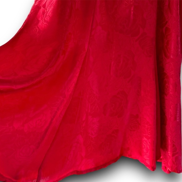 Handmade 90s Red Rose Print Tulip Hem Retro Grunge Skirt Plus Size 3x 42” Waist - Picture 2 of 5